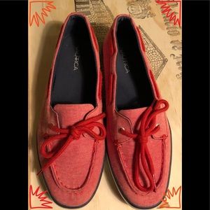 Red Nautical boat shoes